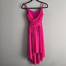 Curtain Call Size Small Bright Pink Flowy Dance Costume Dress Criss Cross Front