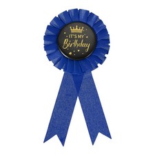 6" x 3" Birthday Ribbon, It's My Birthday Pin, Black/Blue