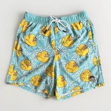 Neff Rubber Duck Swim Trunks Mens Medium Aqua Pool Party Beach Fun