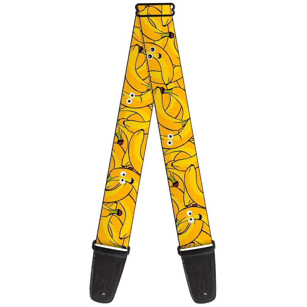 Sangle de guitare Bananas Stacked Cartoon Yellows en tissu résistant et motif imprimé HD