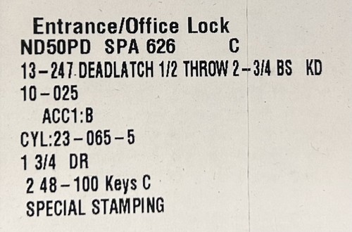 New Schlage ND50PD SPA 626 Entrance / Office Lock Free Shipping Best ...
