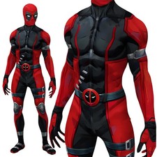 Deadpool Cosplay Bodysuit Superhero Zentai Costume Halloween Wade Jumpsuit
