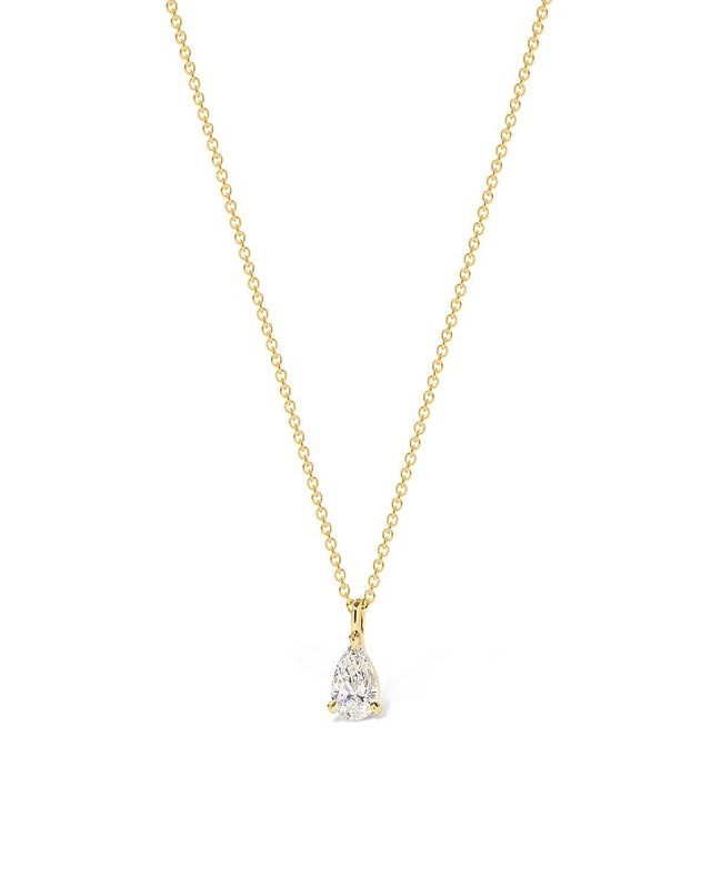 1.00 CT IGI Certified Pear Solitaire F/VS1 Lab Grown Diamond Pendant 14K Gold