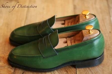 Trickers Green Leather Penny Shoes Loafers Men's UK 6 EU 40 US 7