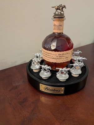 Blanton s Bourbon Corks & Display Stand Stoppers Tops Complete Set, Chrome 