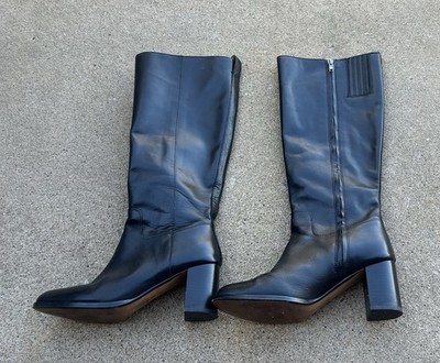 Madewell Selina Tall Boot Size 10 Knee High Zip Up Leather Black Heel Women's