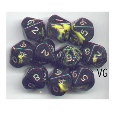 NEW RPG Dice Set of 10D10 - Oblivion Yellow