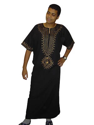 EGYPT BAZAR wunderschöner eleganter Moderner Herren Kaftan aus1001 Nacht in schwarz KAM00570