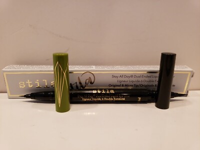 Stila~Stay All day~Dual Ended WP Liquid Eye Liner~Intense Black/Mojito~ NIB