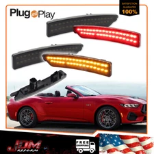 For Ford Mustang 2024-2025  Smoke Front Amber+Rear Red LED Side Marker Lights 4X