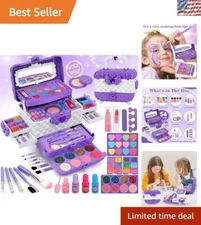 Elegant 54PCS Kids Makeup Kit: Washable Purple Gift Set for Young Princesses