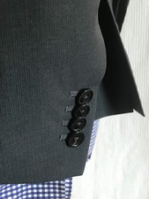 TOMBOLINI Men SPORT JACKET MADE IN ITALY 38R BLACK Wool SLIM FIT 1/2 LINED