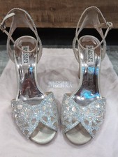 Badgley Mischka Rhinestone Wedding Ankle Strap High Heel Shoes Size 8 1/2 W/Bag