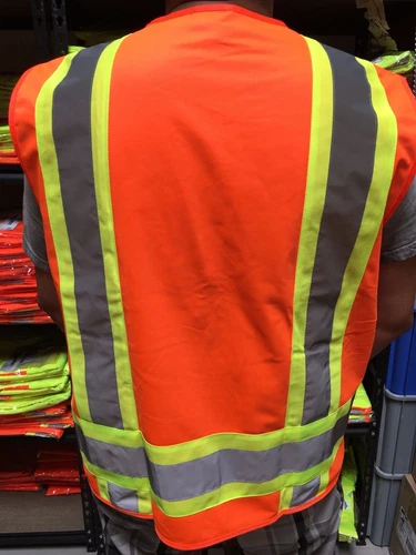 Surveyor Solid Orange Two Tones Safety Vest , ANSI/ ISEA 107-2015 image 4