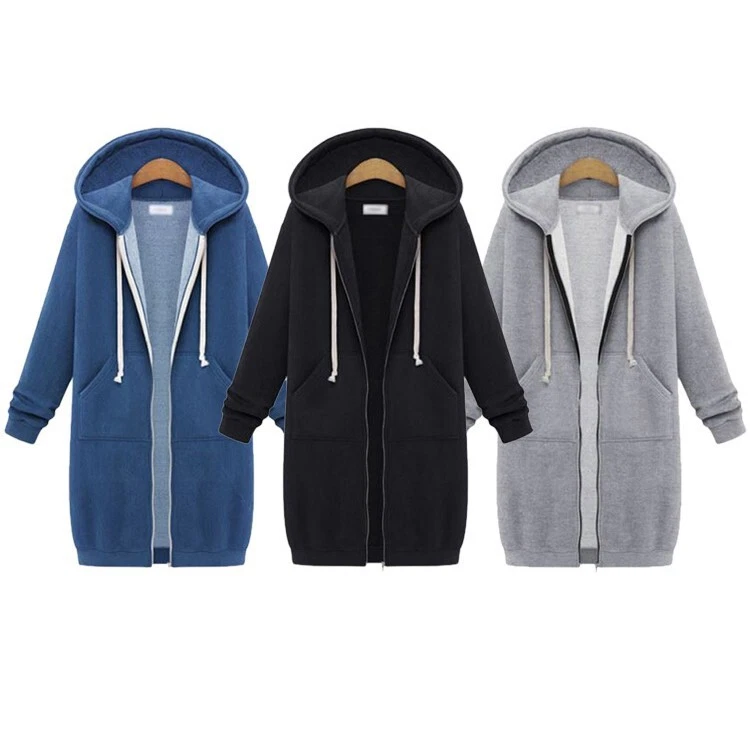 Women's Oversized Jacket Sweatshirt Warm Fleece Jumper Sweater Coat Hoodie Tops - Image 3 of 3