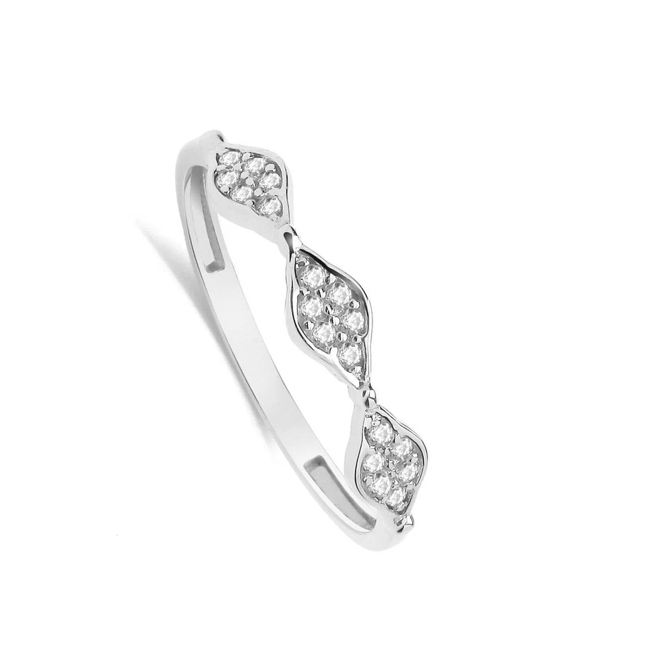 Fancy 14 Stone Ring 9ct White Gold Eternity Band Hallmarked Sizes J - T — 第 2/3 张图片