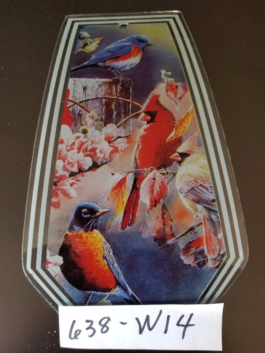 OK Touch Lamp Replacement Glass Panel Birds Cardinal 638 W14 1