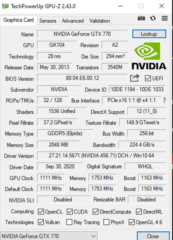 KFA 770 GTX GeForce Nvidia 2gb DDR5 GPU Graphics Video Gaming Card GPU Boost 2.0 - Image 2 of 4