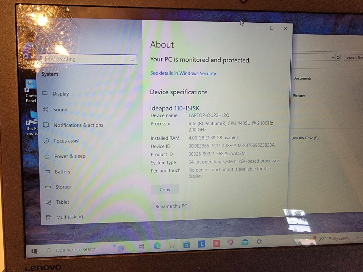 Lenovo Ideapad 110-151SK laptop Intel® Pentium® 4405U 4GB RAM 450GB  HDD