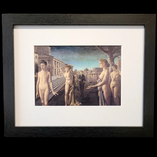 Paul Delvaux Dawn Over the City Abstract Surrealism Framed Matted Print