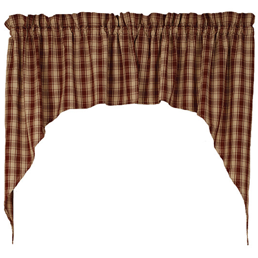 Barn Red Lexington Country Cottage Unlined Window Swags 72 X 36