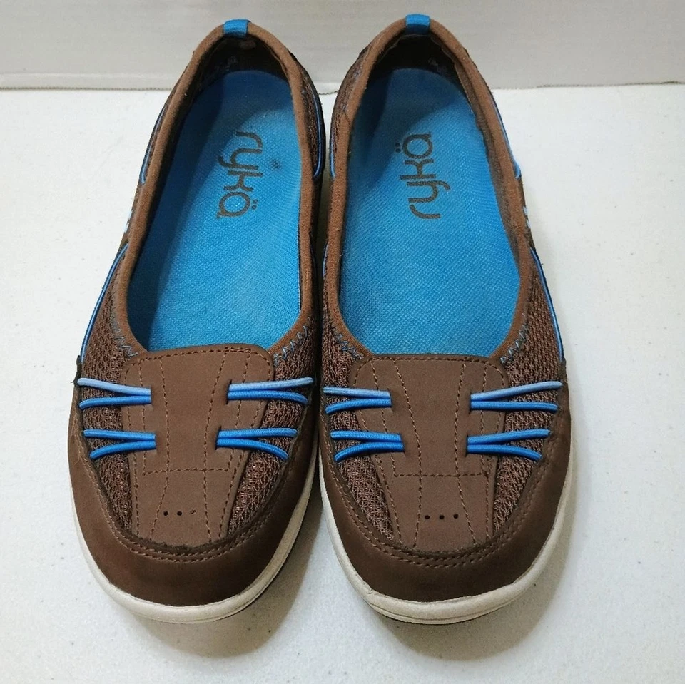 Zapatos planos informales para mujer Ryka marrón y azul con acabado de gamuza talla 7,5 Foto 3 de 4
