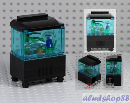 LEGO - Minifigura de acuario pecera con medusas peces comida animal océano agua    - Imagen 1 de 3