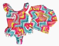 Betsey Johnson Unicorn One Piece Bathing Suit 4 Rash Guard Kids 5 Set Of 2