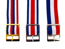 1Watchband Nylon strap 11/16" 18 mm red white blue stripes one piece