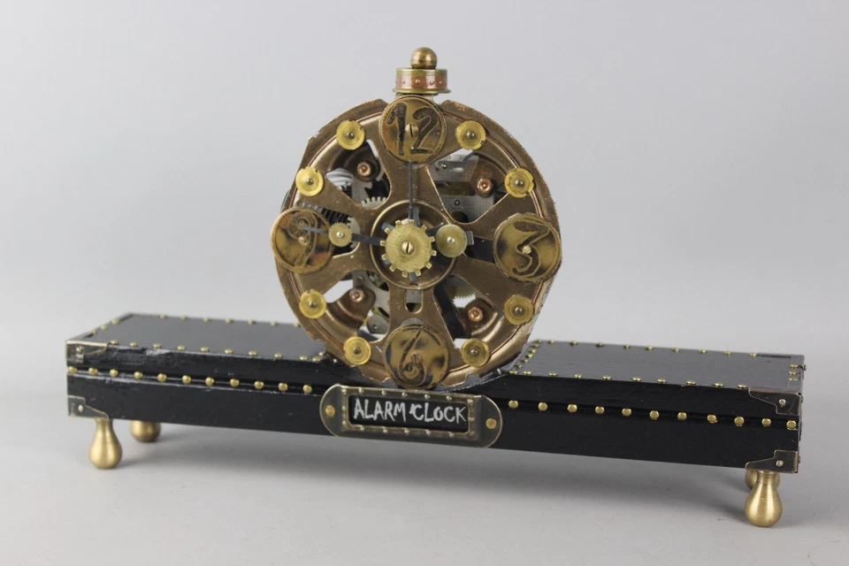 Steampunk Watch USSR Desk Clock Mechanical Skeleton Alarm Handmade Cyberpunk - Image 2 of 4