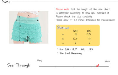 Junior's Crochet Tiered Lace Short Skirt Pants shorts Cotton Super