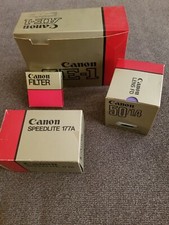Vintage Canon AE-1 35mm SLR Film Camera. FD 50 mm 1.4 lens, Flash, MINT LOT S3