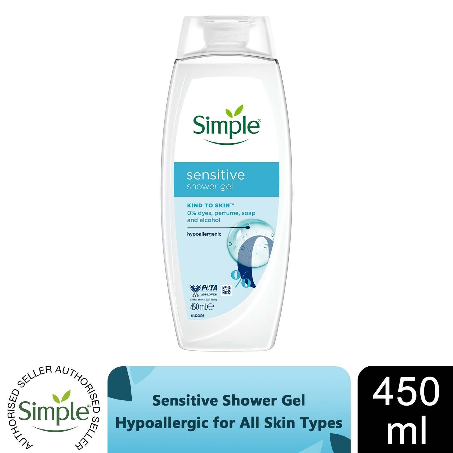 Simple Kind to Skin Hypoallergenic body wash Shower Gel for sensitive skin 450ml