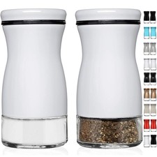 Salt and Pepper Shakers Set with Adjustable Pour Holes by CHEFVANTAGE - White