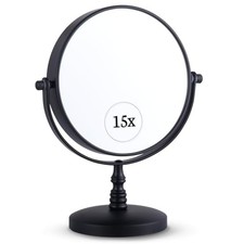 15X Magnifying Tabletop Mirror on Stand - Dual Sided 15x and 1x Cosmetic