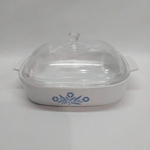 Corning Ware A-10-B Blue Cornflower 10" Casserole Dish w/ A-12-C Pyrex Lid VTG