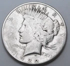 1922-S Peace Dollar Silver US Coin, $1.00, As Pictured, NO RESERVE $