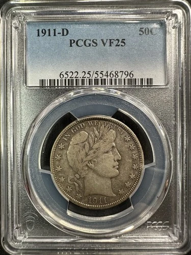 1911 D Barber Half Dollar - PCGS VF25 - Nice Mid-Grade, Low-Mintage Coin