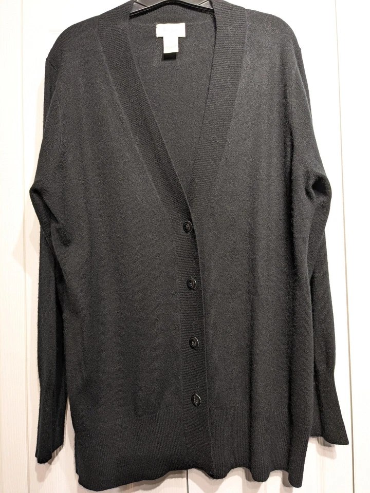 Suéter Neiman Marcus Mujer 2X Cárdigan Negro Cachemir Botón Delantero Manga Larga Foto 3 de 4