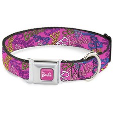 Dog Collar BRAJ-BARBIE Script Signature Full Color Hot Pink/White BA (US IMPORT)
