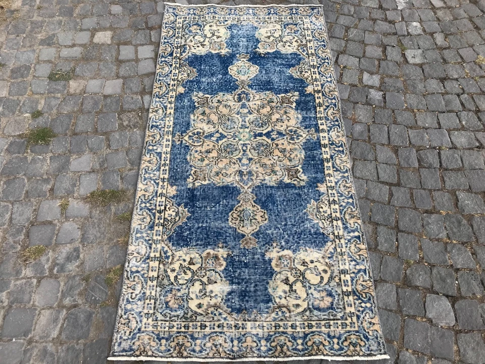 Turkish Vintage Rug Handmade Wool Rug Bohemian Runner Rug Home Rug 3,2 x 6,6 ft - Image 3 of 4