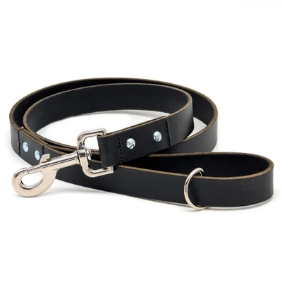 Made in England Laisse pour Chien en Cuir Pleine Fleur - Noir Moyen - Photo 1/4