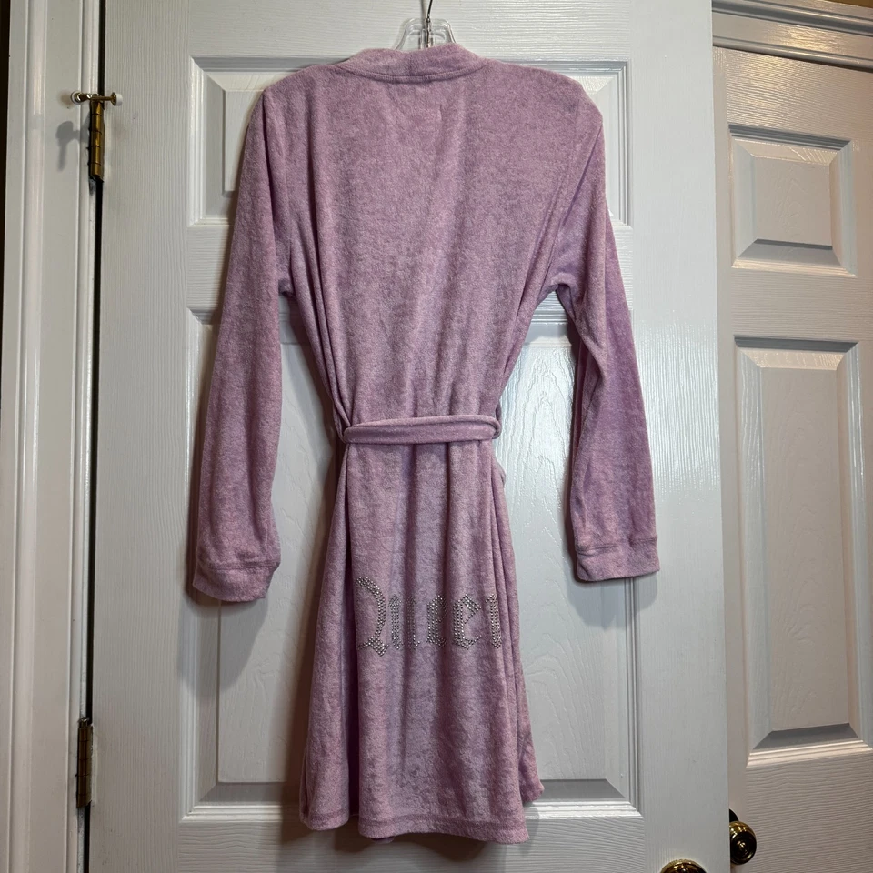 Juicy Couture Womens S/M Pink Purple Bling Queen Terry Sleep Robe Lounge 90s Y2K - Image 2 of 4