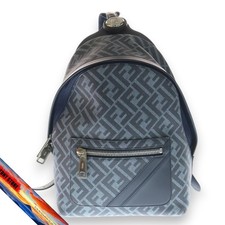 FENDI Diagonal Chiord Small Backpack Gray Leather 7VZ077
