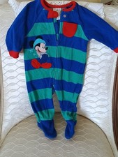 Vintage Walt Disney Baby Clothes 6-9 M Footed Fleece Sleeper Mickey Mouse Y2K Q
