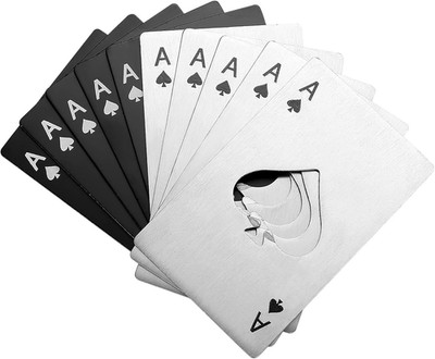 10 Stück Flaschenöffner, Edelstahl Bierdeckel Dosenöffner, Poker Ace of Spades a