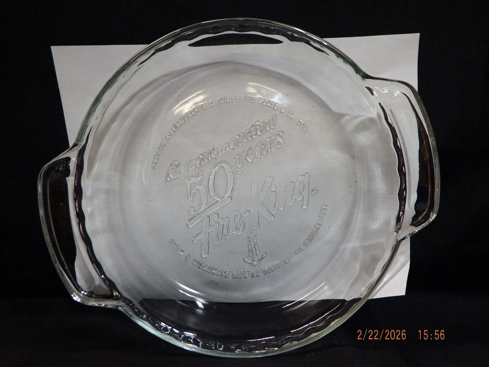 2 Fire King Anchor Hocking 50th Anniversary Glass 9" Pie Plates Baking Dish-C340