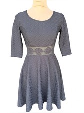American Rag Black Fit & Flare Dress w/Cut Out Lace Waist w/Stretch Womens Small