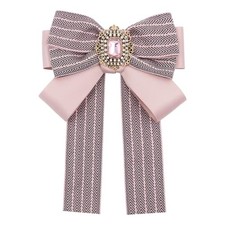 Bow Tie for Women Girls Rhinestone Bow Ties, Adjustable Pre-tied Neck Tie Pink