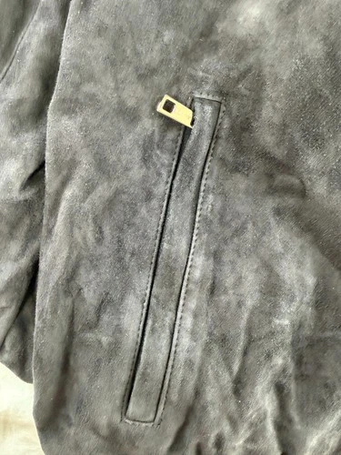 Bally Men's Navy Goat Suede Bomber Jacket IT 50 US 40 Made in Italy AS IS image 9